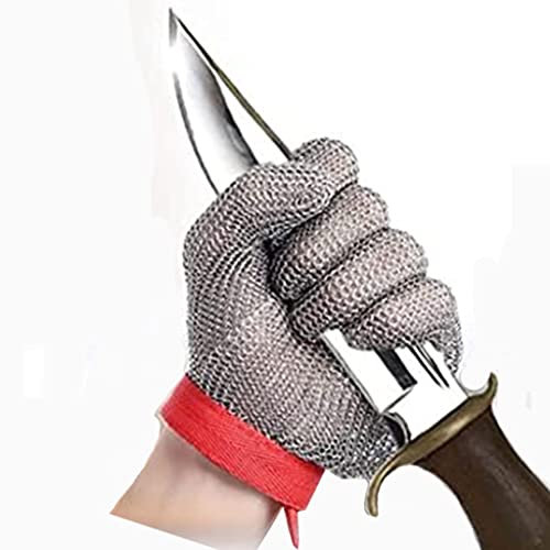 Anti Cutting Gloves Metal anti cutting gloves Chain mail gloves, Mechanical workshop safety work stab proof gloves, Adjustable wrist strap (Size : 1PCS/XL) (1PCS/M)