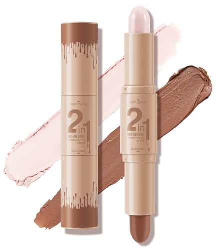 Boobeen Crayon Correcteur de Teint Contour - Crayon bronzant et éclaircissant à double extrémité pour modeler le visage, éclaircir le visage et nuancer le teint pour les femmes, résistant à l'eau