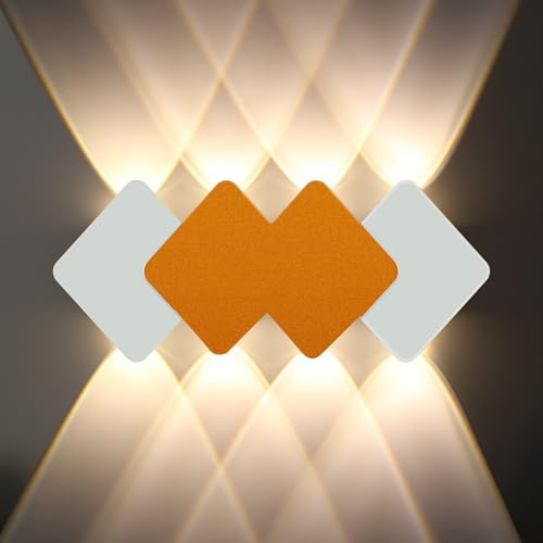 Ouyulong Weiß Wandleuchte Innen, 24x10x3.5cm Up and Down Wandlampe Innen,8W Wandleuchte,3000K Warmweiß Wandlampe für Treppe, Flur, Wohnzimmer, Schlafzimmer, Garage, IP65 Wasserdichte