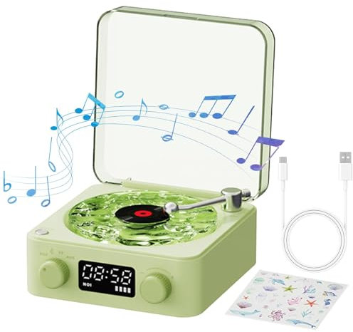 Tourne-Disque Intelligent, Tourne-Disque avec Haut-parleurs - Platines vinyles The Waves,Tourne-Disque Portable, Tables tournantes élégantes pour disques, Divertissement