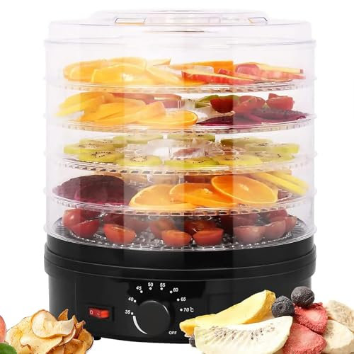 Déshydrateur Alimentaire 5 Couches – Déshydrateur Électrique pour Fruits & Viande avec Température Réglable, 5 Plateaux Empilables, pour Légumes, Snacks, Jerky de Dinde & Friandises pour Animaux