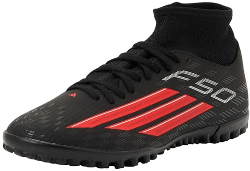adidas Unisex F50 Club Mid Cut Turf Football Shoes, core Black/Lucid red/core Black, 45 1/3 EU