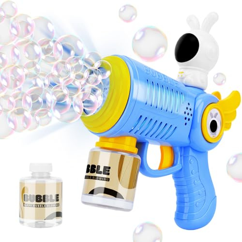 Burbujas para Niños, Pistola Pompas De Jabon Niños con Luces, Exterior Verano Fiesta Boda Maquina De Burbujas (Azul)
