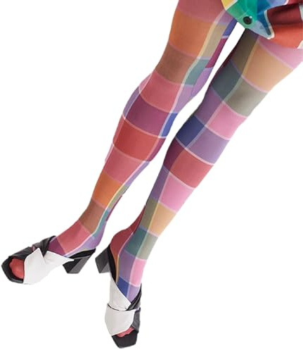 NUFIWI Women Sexy Sheer Patterned Tights Leggings Pantyhose Stockings Colorful Y2k Funky Tights Vintage 90s Streetwear Punk(Colorful Print,One Size)
