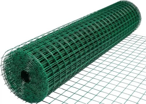 Kanduo Garden Netting Green PVC Coated Fence Mesh, Galvanised Steel Welded Garden Fence, Outdoor Wire Mesh Fence(2.5mm)
