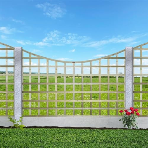 Premier Concave Pack of 4 6x4ft (W: 6ft x H: 4ft) Frameless Rough-Sawn Square Trellis Pressure-Treated Garden Panel with 100-120mm Squares Fence Topper/Wall Art Width 1828mm x Height: 1200mm