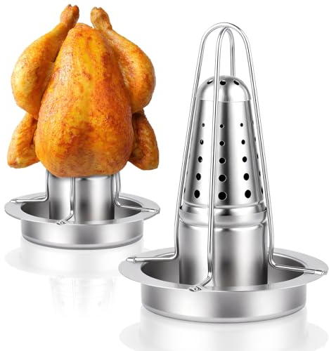 Hähnchenbräter, 1 Stück Edelstahl Hähnchengrill, Bierdose Hähnchenhalter Grill, Geflügelbräter mit Abtropfschale für Backofen & Grill