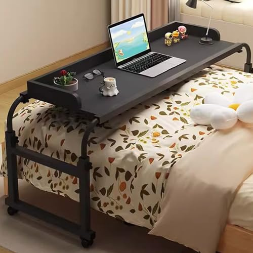 Überbetttisch mit Rollen, höhenverstellbar 65-95 cm, mobiler Computertisch, Rolltisch, medizinischer Tisch, Laptopwagen, Essens-Tablett, Schreibtisch