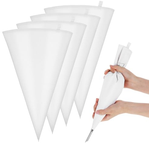 Quilax 4 sacchetti riutilizzabili per pasticceria, 38 cm, professionali, per decorazioni torte, biscotti, cottura (38 x 24 cm)