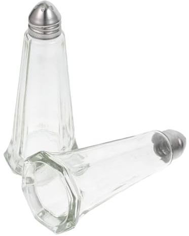 DIYEAH Lot de 2 Saupoudreuses à Épices Ménagères en Verre Bouchon Inox Perforé, Petites Salières Noires et Blanches, Accessoires Pratiques Cuisine et Assaisonnement Quotidien