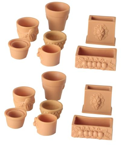Healifty 14pcs Miniature Dollhouse Ornaments Small House Accessories Resin Flowerpots Balcony Decoration for New Year