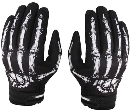 lopituwe Guantes de Motocicleta para Hombre y Mujer, Antideslizantes, para otoño e Invierno, con Mejor Agarre, con diseño de Esqueleto y Huesos, L