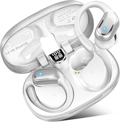 Ordtop Wireless Earbuds,Wireless Headphones Running 75H Headphone for Sport | Bluetooth 5.3, IP7 Wireless Earphones Ear Hooks, Noise Cancelling Earbuds Stereo Sound, USB-C Headsets with Mic