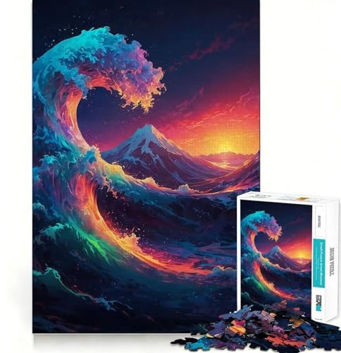 Prismatic Surf Big Wave Puzzle, 1000 Teile, für Teenager, verbessert das Gedächtnis, entspannender Spaß, scharfe Kanten, einzigartiges Geschenk 38x26cm