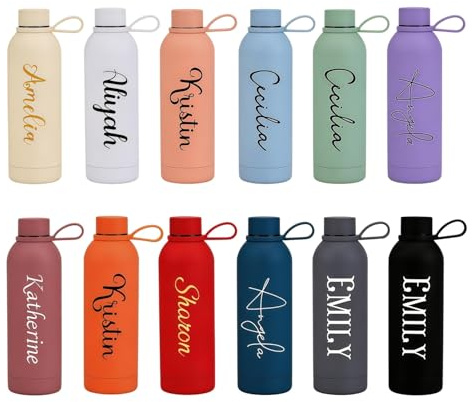 Botella De Agua Aislada Con Nombre Personalizado, Cantimplora Deportiva De Acero Inoxidable Con Vacío Térmico De Doble Pared Personalizada De 17 Oz, Regalos Dama Honor Boda Cumpleaños For Ella