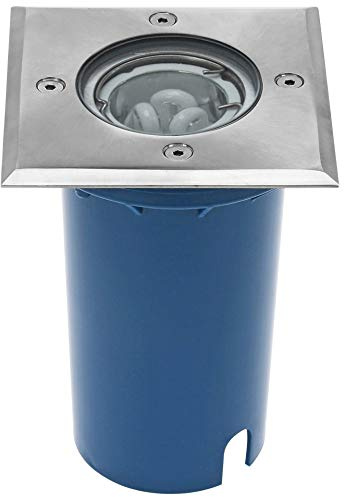 Heitronic Vollmer Square Floor recessed light stainless steel IP67 for 7 Watt GU10 ESL max.