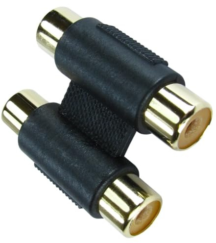 rhinocables - Gold Double Female RCA/Phono Coupler | Gold-Plated Connectors for Premium Audio | Joins Phono Male Plug Cables | Ideal for Audio red and white or black leads | Compact Design