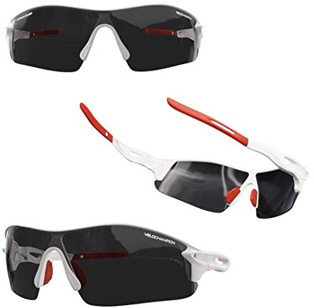VeloChampion Lunettes de soleil de sport unisexes pour enfants avec protection UV400 100% UV de catégorie 3 - Blanc