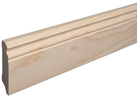 REESE Sockelleiste aus Holz | FICHTE | Massivholz-Fußleisten für Laminat Vinyl Parkettt | Hamburger/Berliner Profil | 80mm | Fichte roh geschliffen