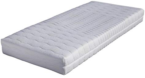 BONEX Komfort Matratzenbezug für Matratzen im Gesamtmaß 140x200cm - 10 - 12 cm hoch - Doppeltuch mit ALOE VERA - Allergiker geeignet - 60 Grad waschbar - 4-seitiger Reißverschluss, Weiß und Grün