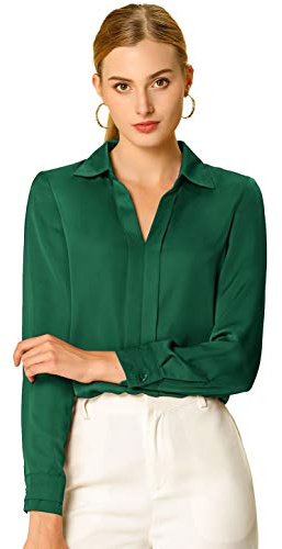 Allegra K Clásico Moda Mujer (Pack de 1) | Camisa elegante sin botones, cuello en V, trajes profesionales para entrevistas de trabajo, primavera, verano y otoño