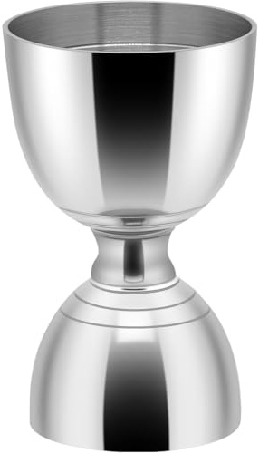 Doseur de Cocktails Leopold Vintage Inox 30x60ml, Mesure pour Boissons Alcool Spiritueux Jigger Double Version Argentée Accessoire de Bar et Restaurant Mixologie
