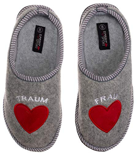 Brandsseller Pantofole donna in feltro pantofole sogno donna, grigio chiaro, 39 EU