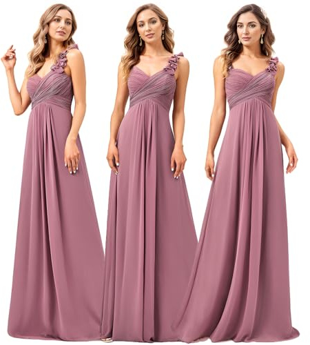 Ever-Pretty Women's Floor Length One Shoulder Empire Waist A Line Chiffon Evening Dresses 09768