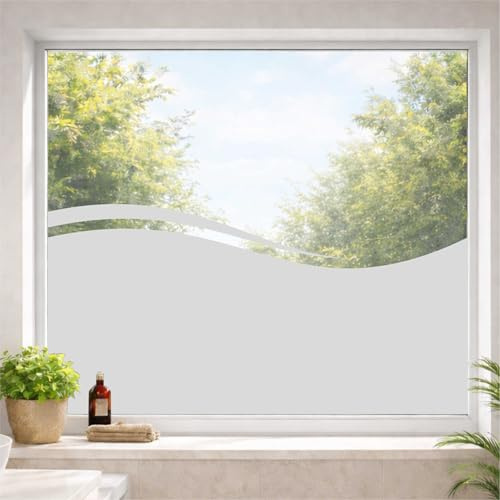 INDIGOS UG Dekorfolie Meer Sichtschutzfolie Woge Fensterbild Ozean Glasdekorfolie Welle satiniert Blickdicht - 900mm breit - 500 mm hoch - Dekoration Sonnenschutz Folie - Fensterfolie - selbstklebend