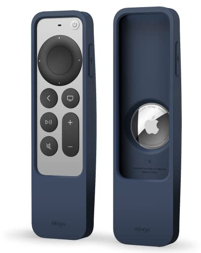 elago R5 Locator Case for Apple TV 4K Siri Remote 3rd & 2nd Gen and AirTag | Lanyard Included (Jean Indigo)