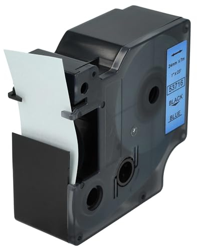 vhbw Schriftband-Kassette Ersatz für Dymo 53716 | D1 für Etiketten-Drucker 7m x 24mm Schwarz auf Blau