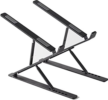 VVGAOGES Laptop Ständer,Aluminium Höhenverstellbarer Belüfteter Notebook Ständer,Faltbarer tragbarer Laptop Stand Halterung alle 10-15,6 ” Laptops Tablet (Schwarz)