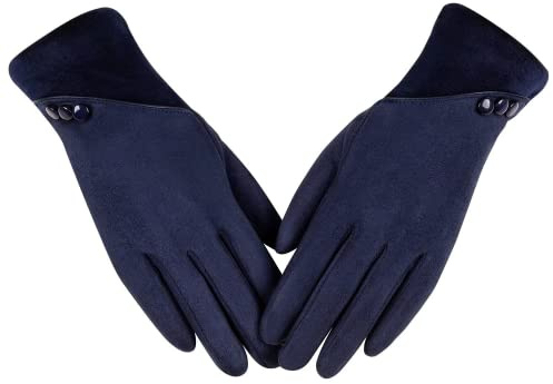 Alepo Guantes de invierno para mujer, para pantalla táctil, para mujer, sensibles, con dedos SMS, para mujer, guantes de invierno, forro polar, cortavientos, guantes de ciclismo, marine, M