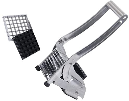 Stainless Steel Chip Cutter Potato Cutter with 1 Sharp Replacement Blades Made of Stainless Steel and Non-Slip Feet & Handle for Potatoes, Onions