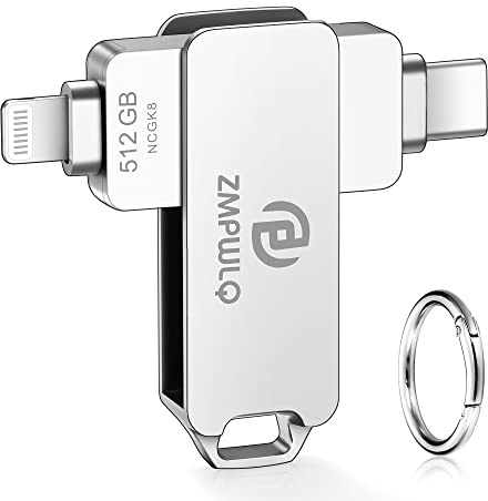MFi Zertifizierter 512GB iPhone-Foto-Stick USB-Stick-iPhone-Speicherstick Flash-Laufwerk-iPhone-Speichererweiterung Fotostick Lightning-USB-C-Stick Externer-Speicher iPad Backup Photo-USB-Stick-iOS