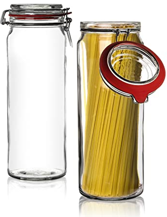 BigDean 3er Set Vorratsgläser 2160ml - Einmachgläser Spaghetti Glas mit Deckel & Bügelverschluss - Made in Germany - Drahtbügelgläser zum luftdichten Aufbewahren, Einlegen & Einkochen - Glas