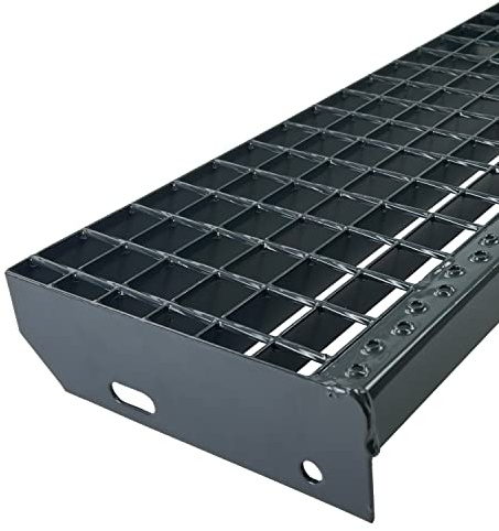 Gitterrost-Stufe Verzinkt & Anthrazit Pulverbeschichtet 600 x 240 mm Maschenweite 30 mm nach DIN 24531 und Rutschfestigkeit R11 Wetterfest