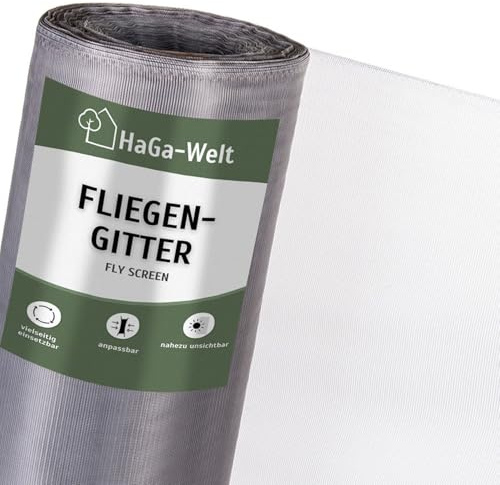 HaGa Fliegengitter 75cm Breite x 5m Länge – Insektenschutz Fenster – Reißfest, UV-beständig, Zuschneidbar 100% PES – Moskitonetz & Mückenschutz – Fliegennetz