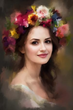 adrium Acryl-Bild 40 x 60 cm: Porträt einer schönen jungen Frau mit Blumenkranz auf dem Kopf (204059293)