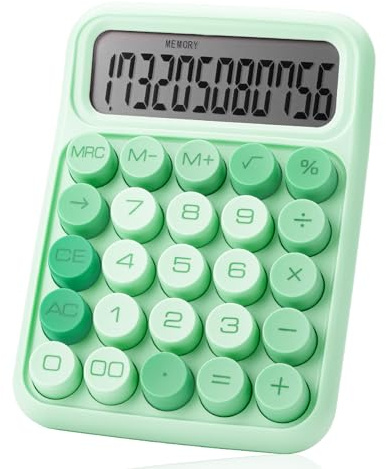 Mr. Pen Mechanical Switch Calculator - 12 Digits, Large LCD Display, Green, Big Buttons