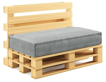 chilly pilley Cuscino per pallet in velluto a coste per pallet europeo, rivestimento rimovibile, diversi colori (cuscino 120 x 60 cm, argento)