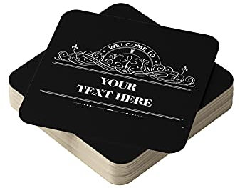 Personalised Beer Mats Pack of 24 - Absorbent Recyclable Square Cardboard Drink Mat Coasters - Accessories for Home Bars Pubs - CO-CARD-RA816-24 - ADD YOUR TEXT