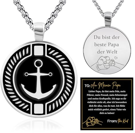 FANCIBAND Kette Herren Edelstahl mit Kompass/Anker Anhänger, Geschenke für Männer/Partner/Sohn/Jungen/Papa/Freund/Bruder