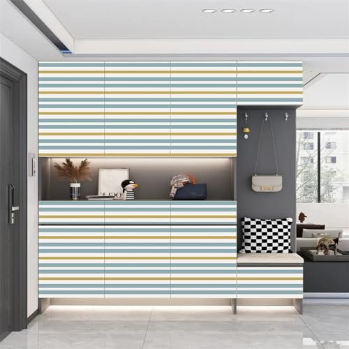 Selbstklebende Tapete Gelb Gestreifter Senf Strukturtapete Wandtattoo Schlafzimmer Tapete Selbstklebend Vliestapete Wallpaper for Living Room Tapeten Leicht zu Entfernen Wandschutzfolie 40x100cm/1 Pcs