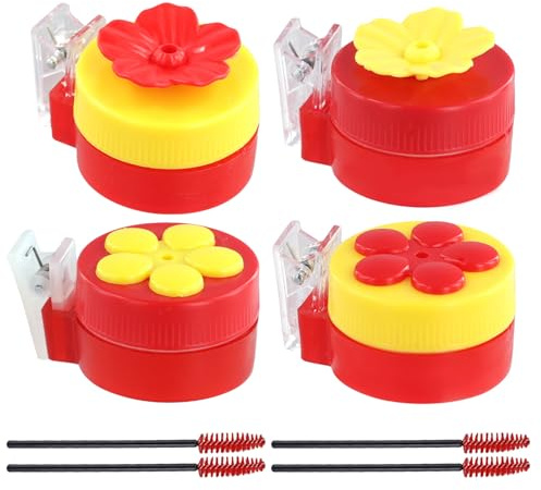 4pcs Handheld Hummingbird Feeders with Clips, Hummingbird Hand Feeder with 4 Cleaning Brushes Plastic Mini Window Hand Held Humming Bird Feeding Tools for Outdoor Supplies