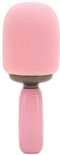 XHTLLO Micrófono de Karaoke BT inalámbrico portátil con Luces RGB, Soporte para Tarjeta de Memoria, Efectos de Cambio de Voz, para niños y Adultos (Rosa)