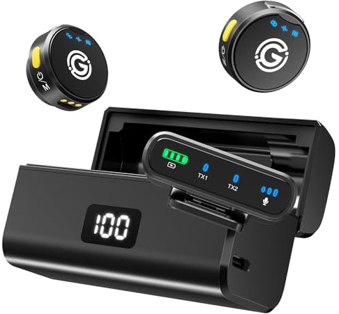 Gamiity Micrófono Lavalier inalámbrico para iPhone/Android/cámara/PC/portátil, Lightning/USB-C/Plug Mini micrófono de solapa inalámbrico, audio de alta fidelidad, cancelación de ruido para grabación