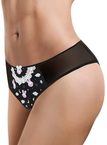 Littleforbig Unisex Hipster Briefs Snuggle Bunny Pattern Mesh Shaping Tucking Gaff Briefs for Sissies, Black, L