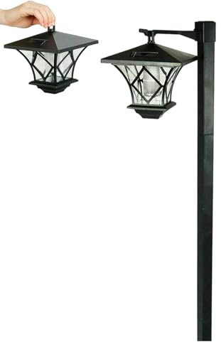 Farola Solar de Exterior - Lámpara Jardín Vintage para Patio y Decoración