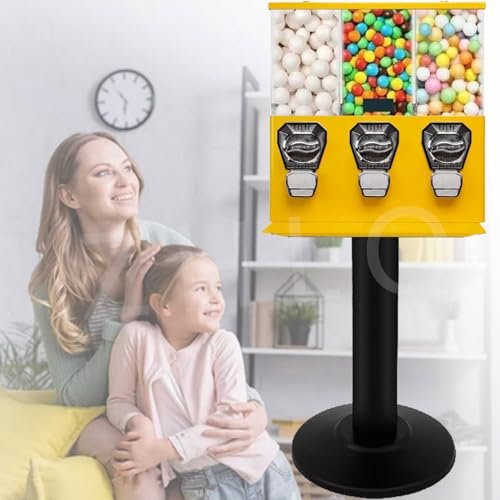 Distributore Triplo Di Caramelle E Gomme Da Masticare Commerciale - Distributore Di Caramelle E Gomme Da Masticare - Distributore Triplo Con Supporto E Contenitori Rimovibili,Yellow-0.4Outlet